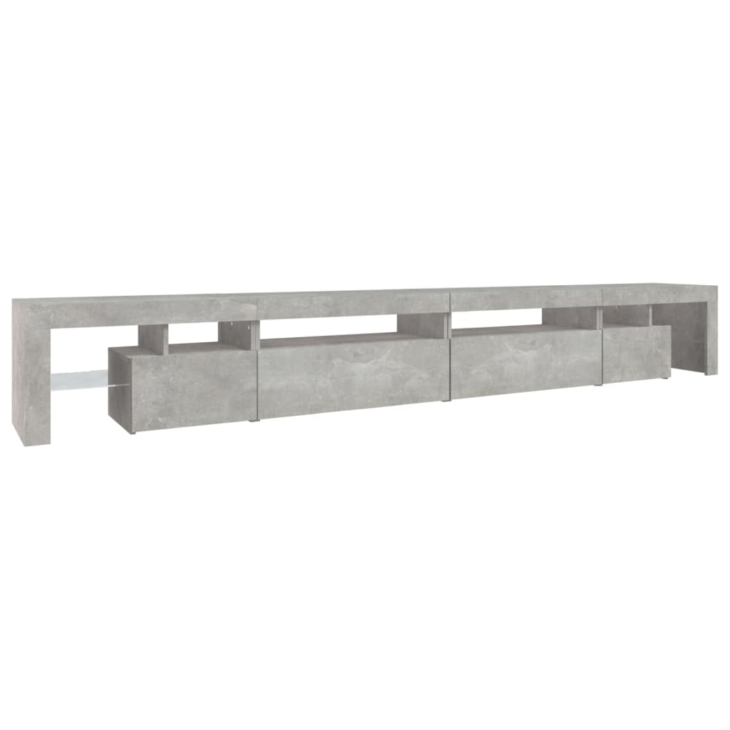 tv-bord med LED-lys 290x36,5x40 cm betongrå