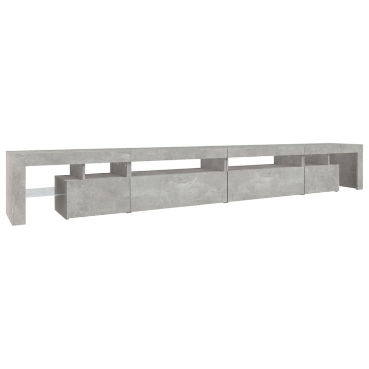 tv-bord med LED-lys 290x36,5x40 cm betongrå