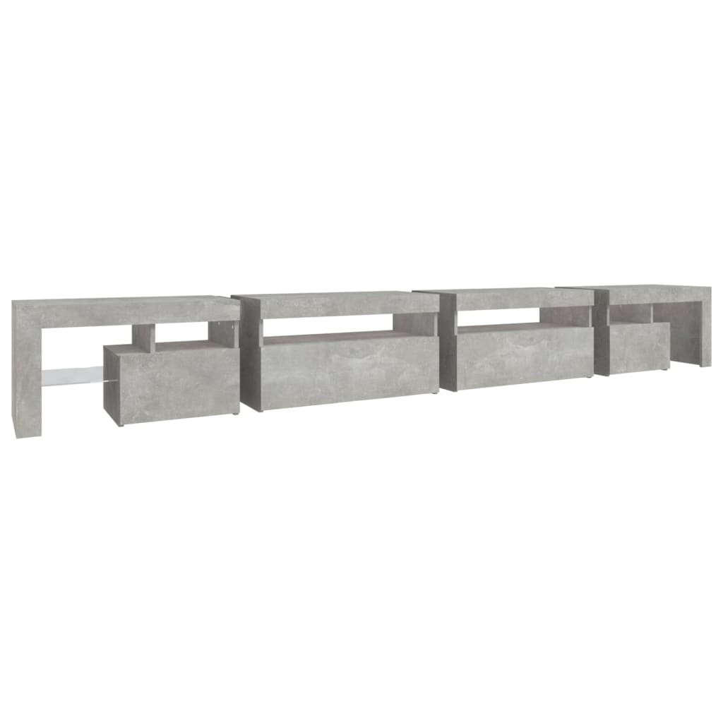 tv-bord med LED-lys 290x36,5x40 cm betongrå