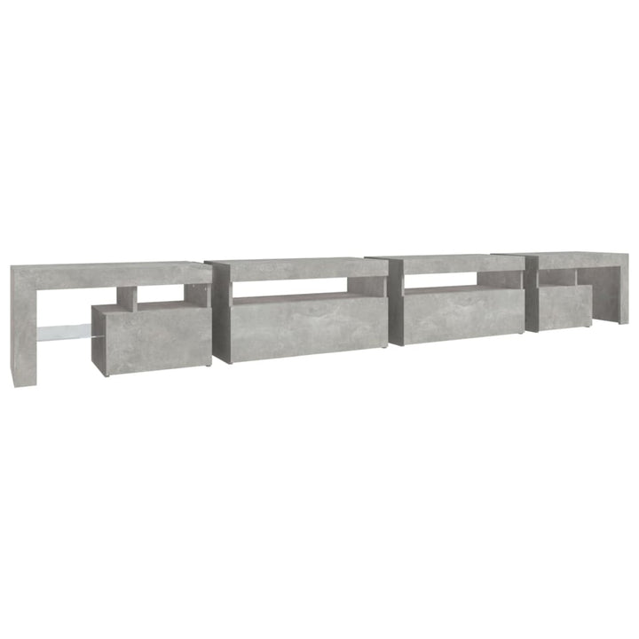 tv-bord med LED-lys 290x36,5x40 cm betongrå