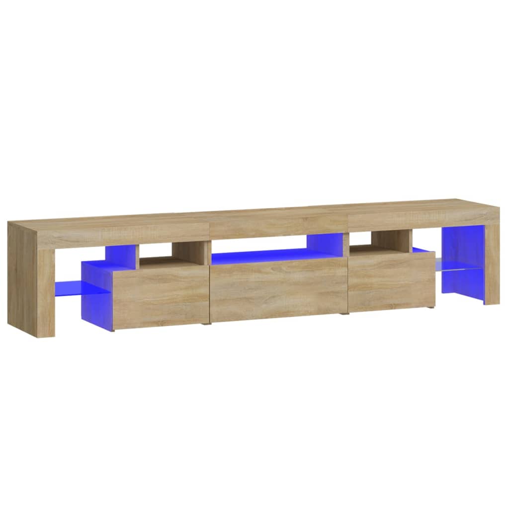 tv-bord med LED-lys sonoma-eg 200x36,5x40 cm