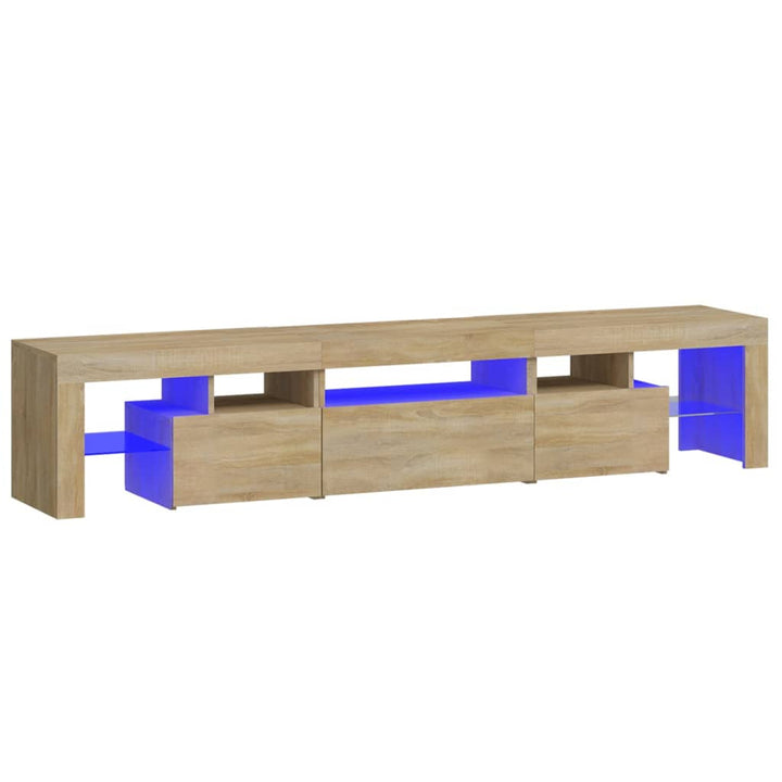 tv-bord med LED-lys sonoma-eg 200x36,5x40 cm