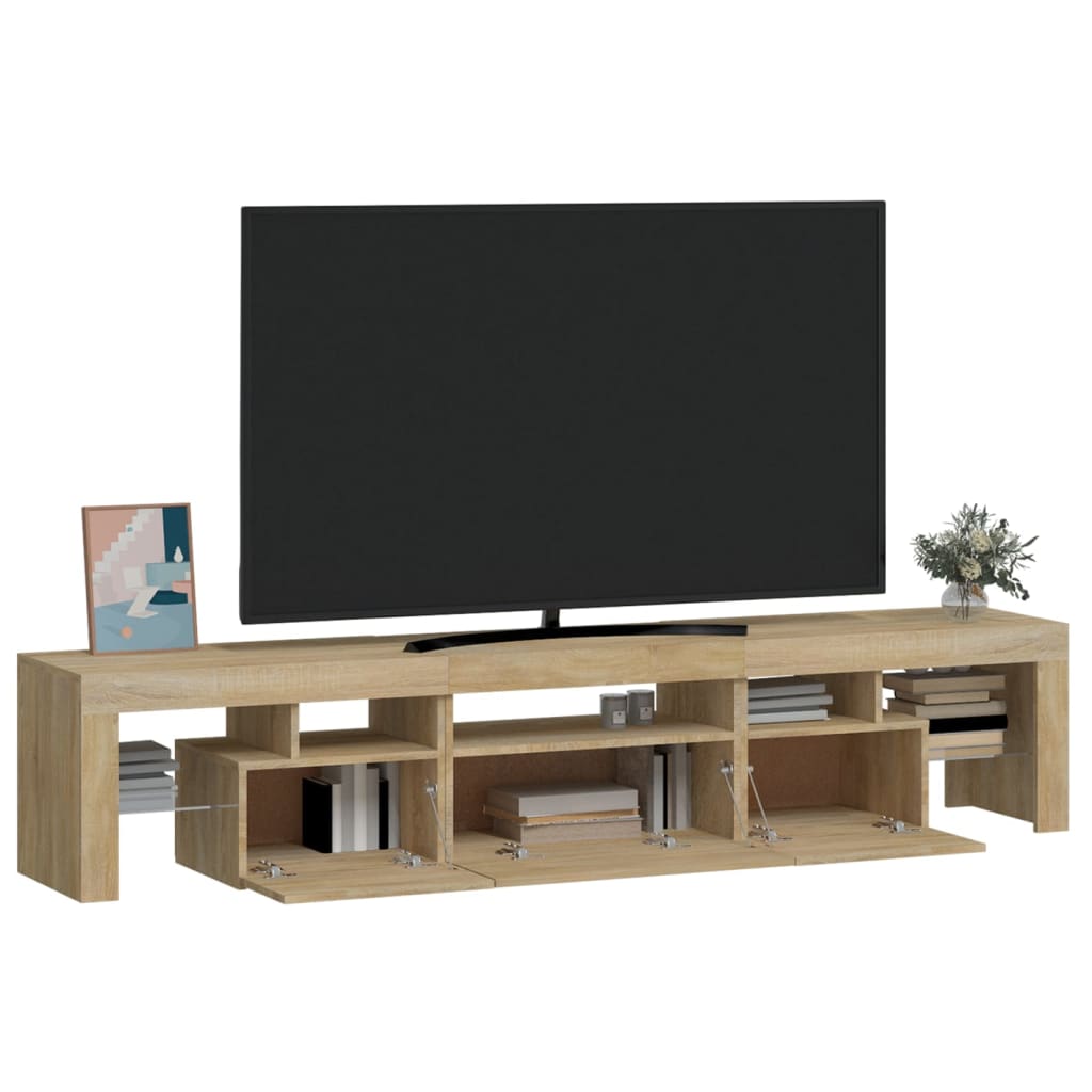 tv-bord med LED-lys sonoma-eg 200x36,5x40 cm