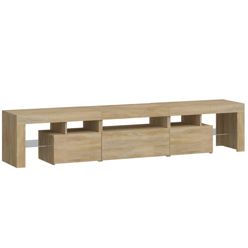 tv-bord med LED-lys sonoma-eg 200x36,5x40 cm