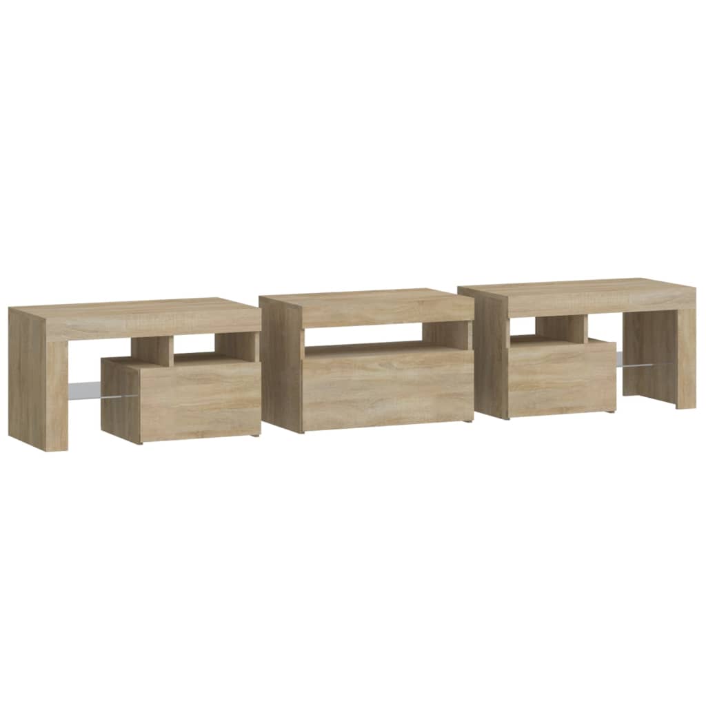 tv-bord med LED-lys sonoma-eg 200x36,5x40 cm