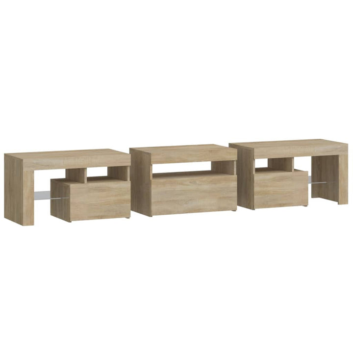 tv-bord med LED-lys sonoma-eg 200x36,5x40 cm