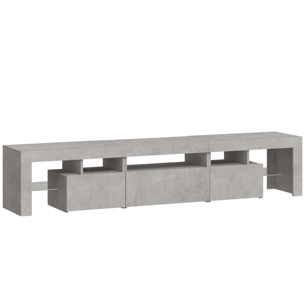 sengebord med LED-lys betongrå 200x36,5x40 cm