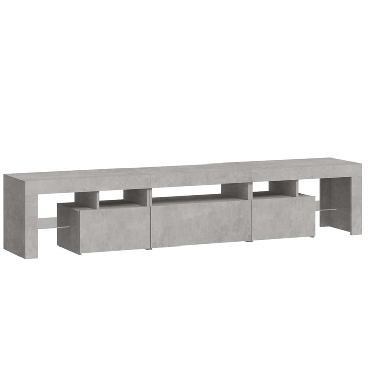 sengebord med LED-lys betongrå 200x36,5x40 cm