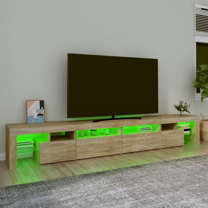 tv-skab med LED-lys 260x36,5x40 cm sonoma-eg