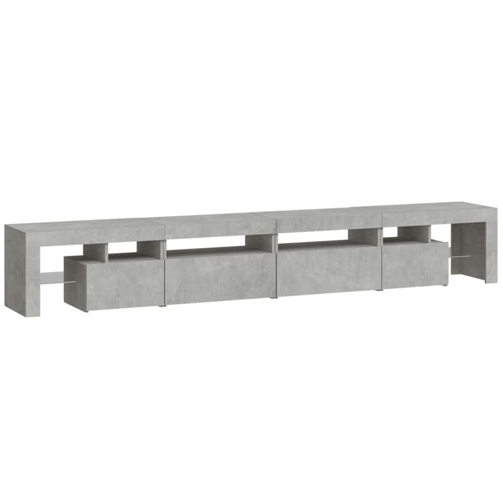 tv-bord med LED-lys 260x36,5x40 cm betongrå