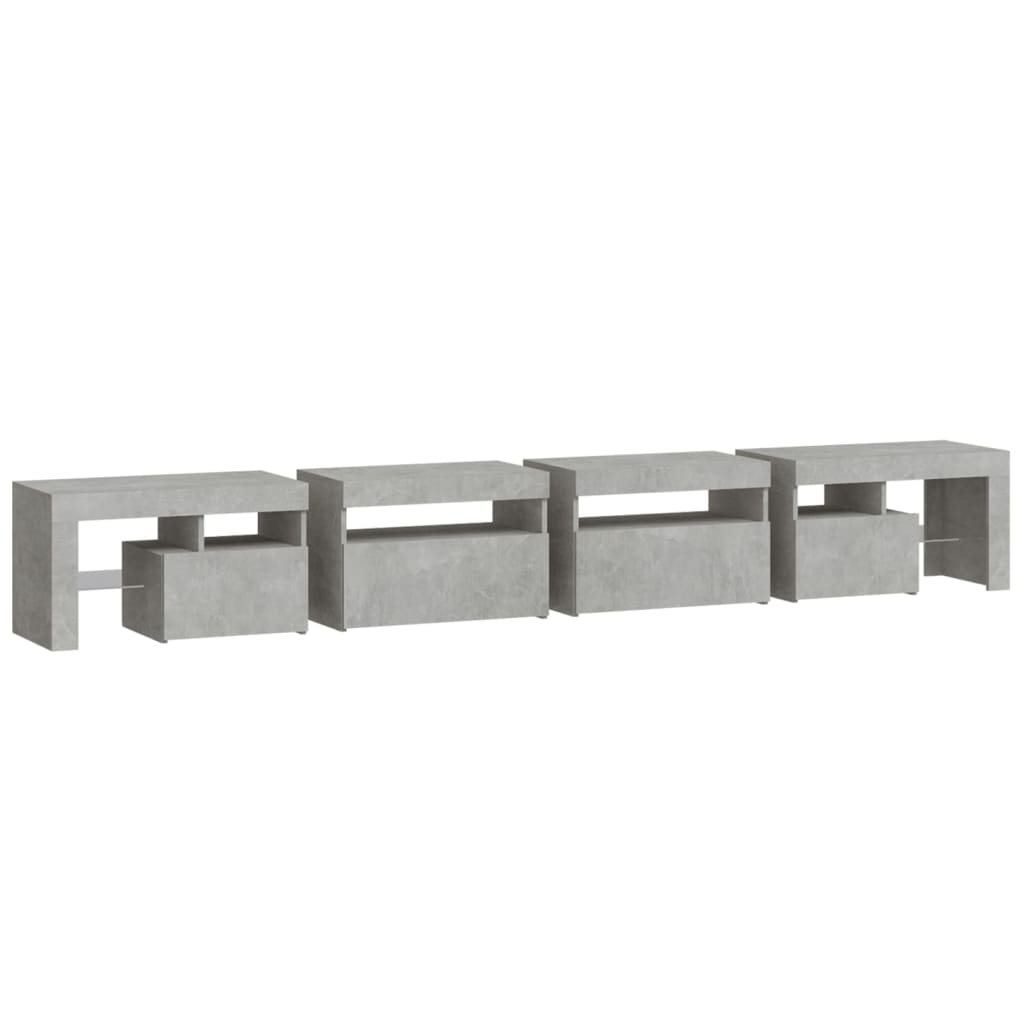 tv-bord med LED-lys 260x36,5x40 cm betongrå