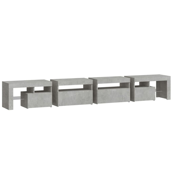 tv-bord med LED-lys 260x36,5x40 cm betongrå