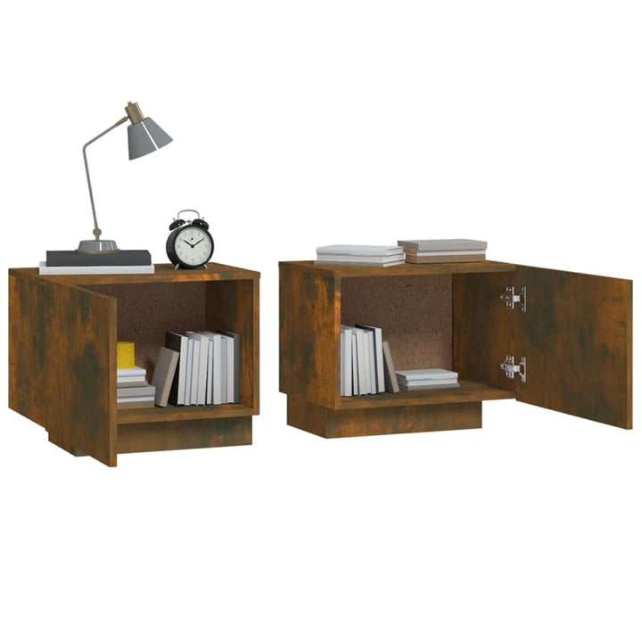 sengebord 100x35x40 cm konstrueret træ røget egetræsfarve