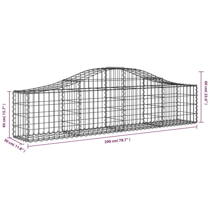 buet gabionkurv 200x30x40/60 cm galvaniseret jern
