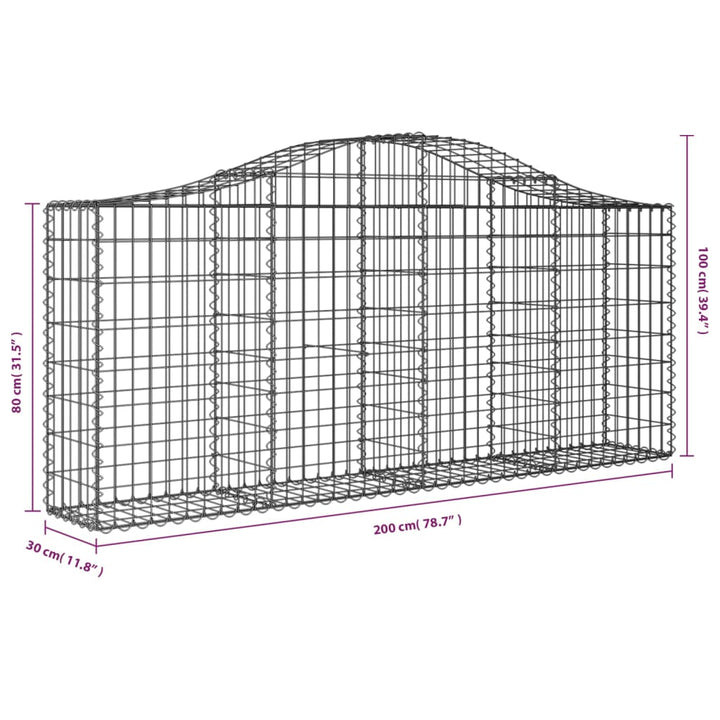 buet gabionkurv 200x30x80/100 cm galvaniseret jern
