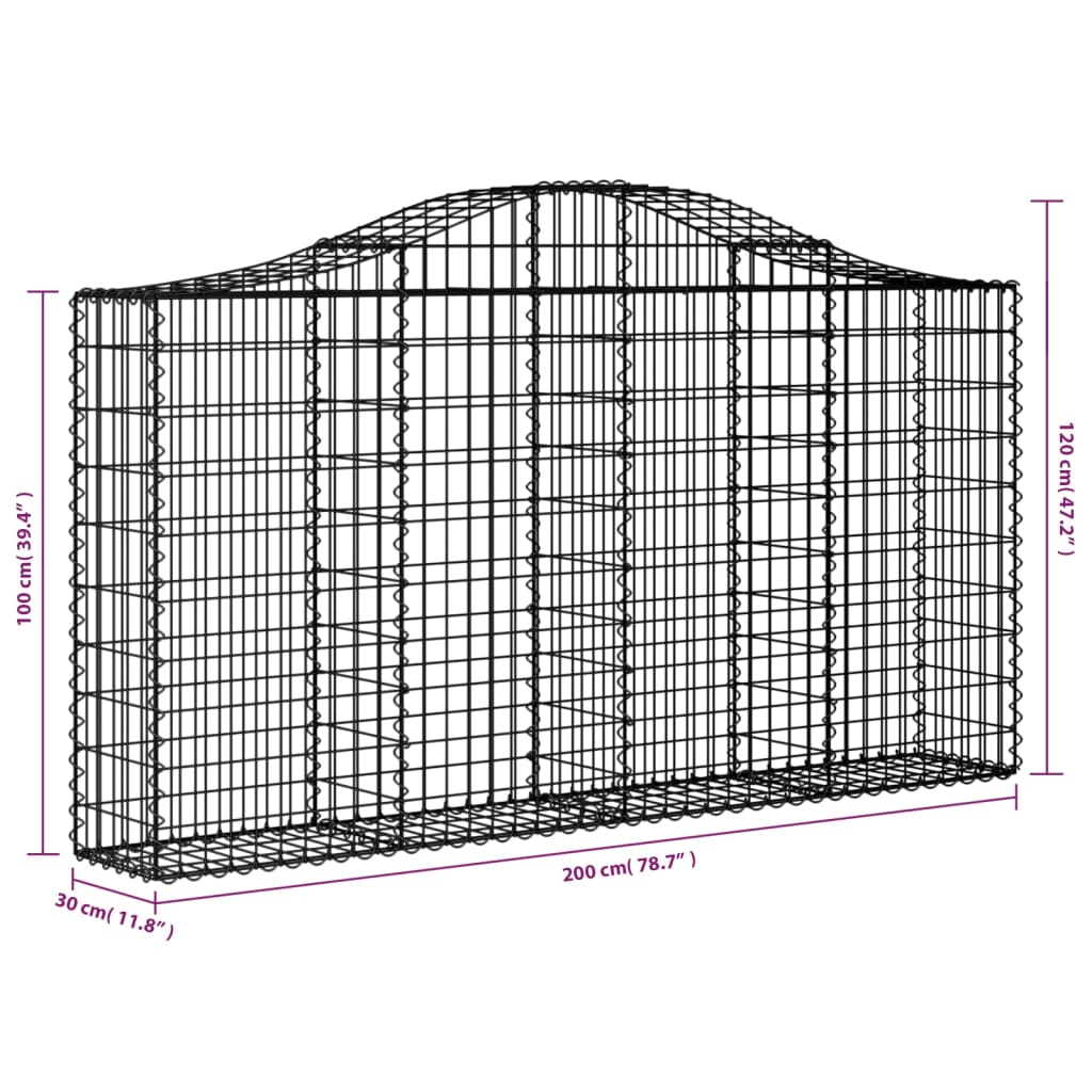 buet gabionkurv 200x30x100/120 cm galvaniseret jern