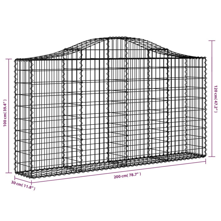 buet gabionkurv 200x30x100/120 cm galvaniseret jern