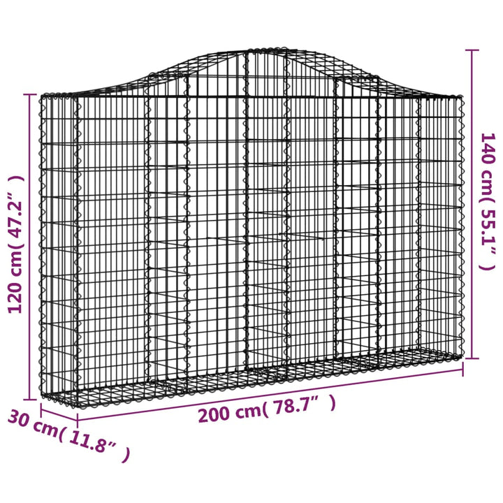 buet gabionkurv 200x30x120/140 cm galvaniseret jern
