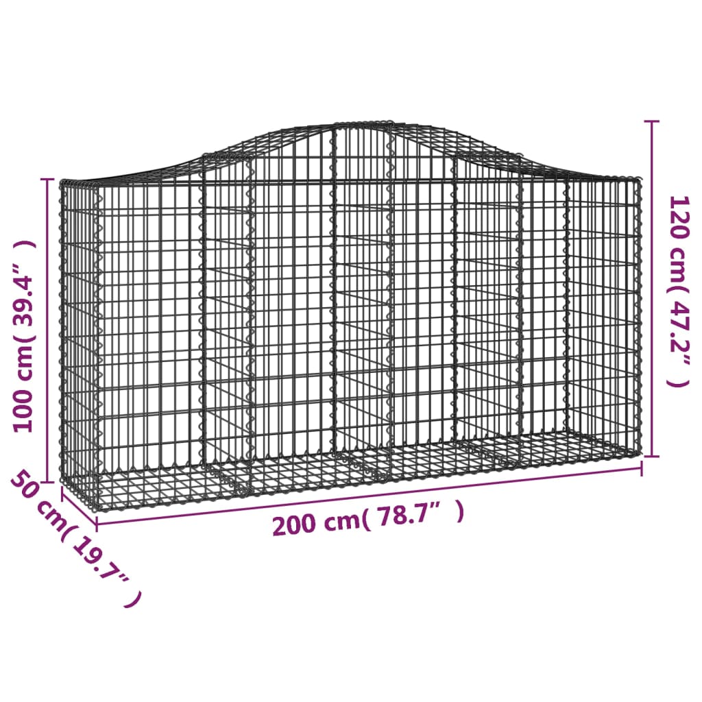 buet gabionkurv 200x50x100/120 cm galvaniseret jern