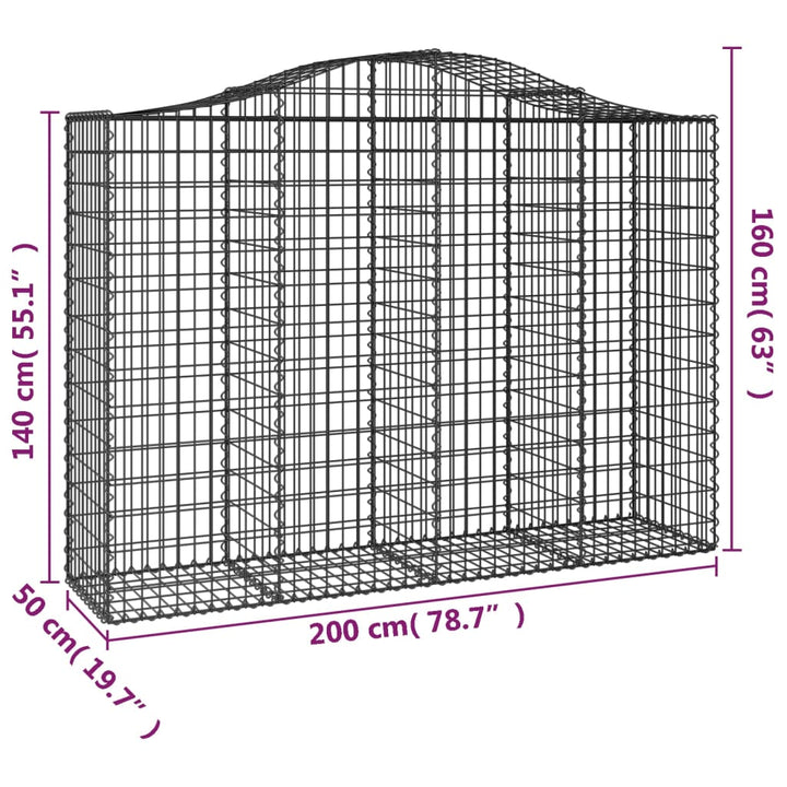 buet gabionkurv 200x50x140/160 cm galvaniseret jern