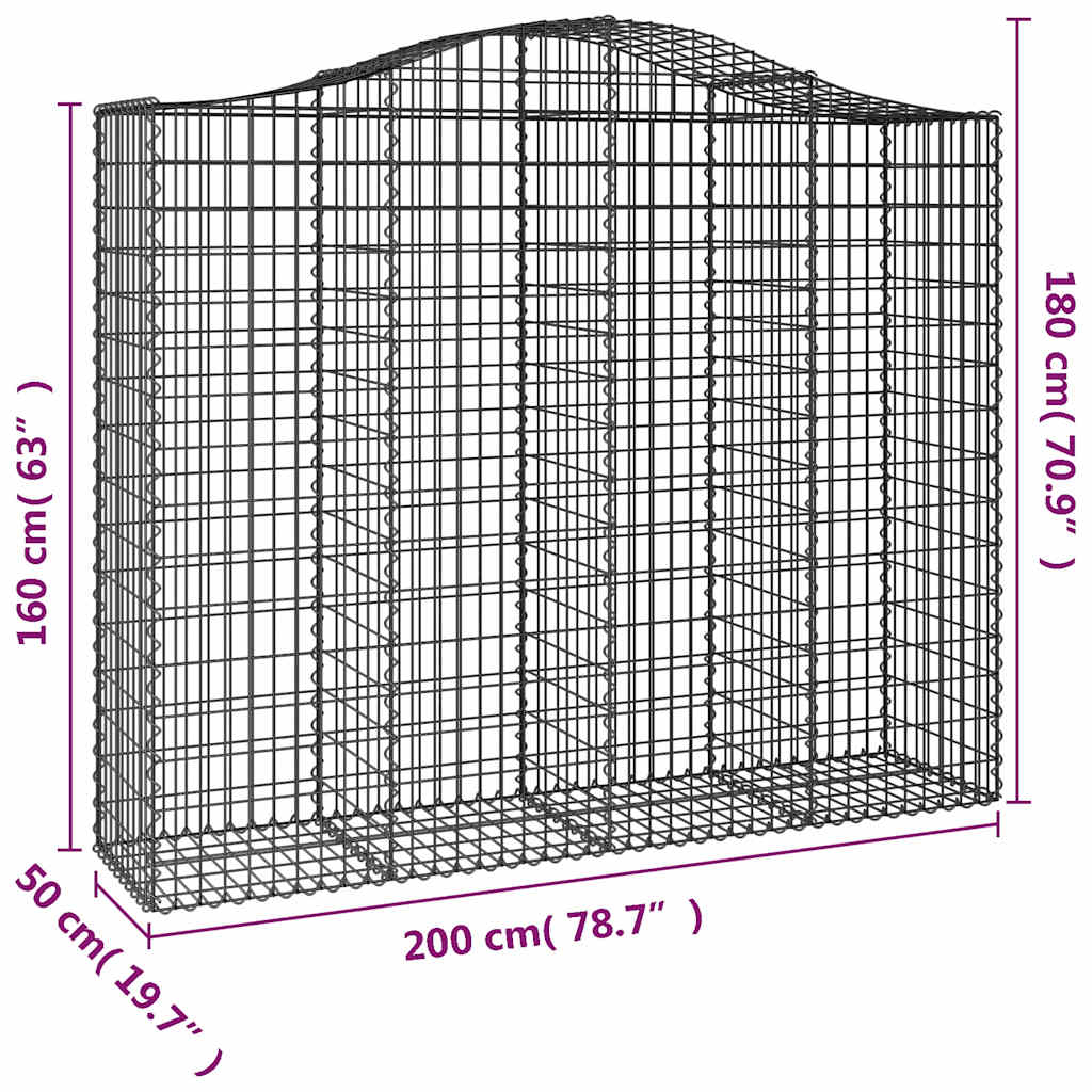 buet gabionkurv 200x50x160/180 cm galvaniseret jern