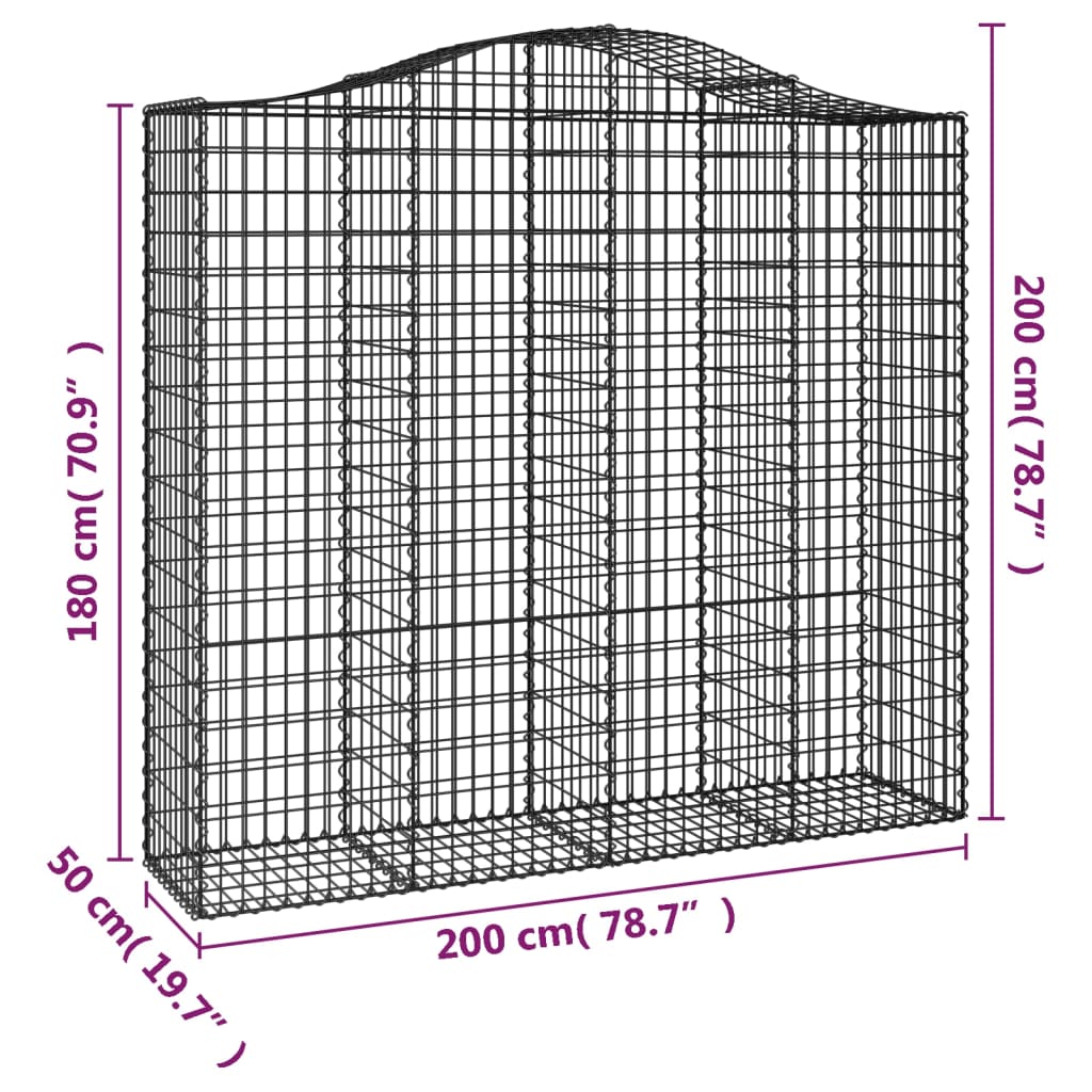 buet gabionkurv 200x50x180/200 cm galvaniseret jern