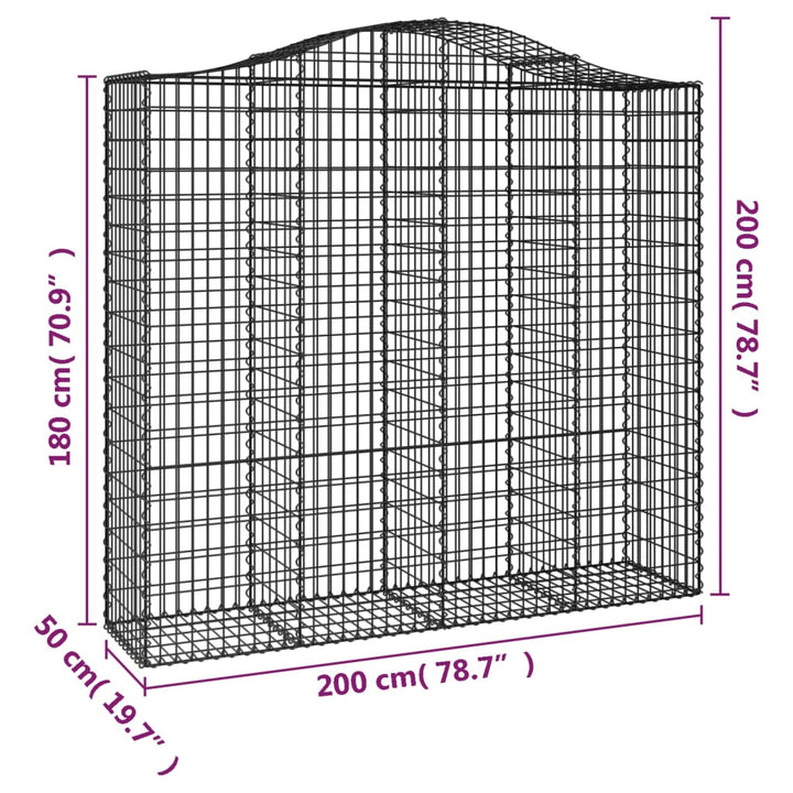 buet gabionkurv 200x50x180/200 cm galvaniseret jern