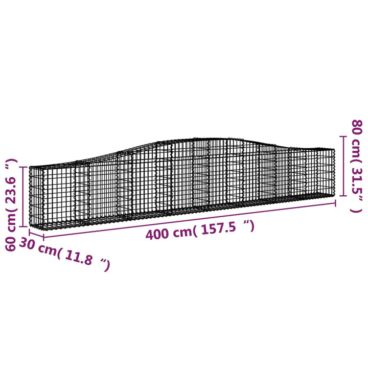 buet gabionkurv 400x30x60/80 cm galvaniseret jern