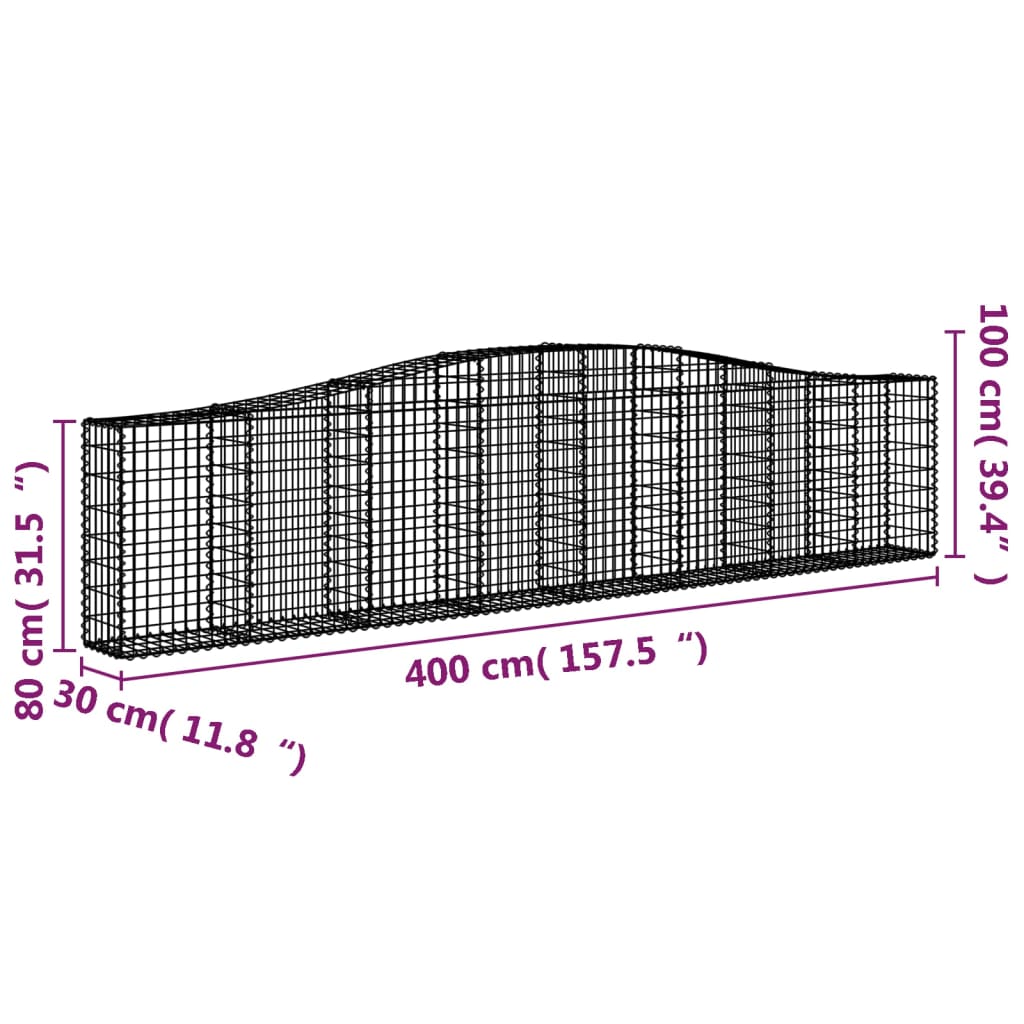 buet gabionkurv 400x30x80/100 cm galvaniseret jern