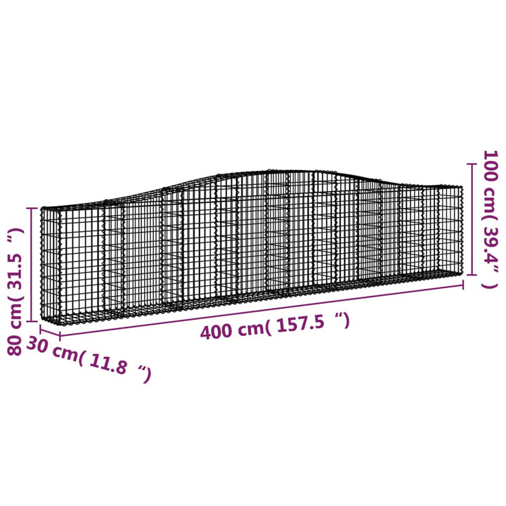 buet gabionkurv 400x30x80/100 cm galvaniseret jern