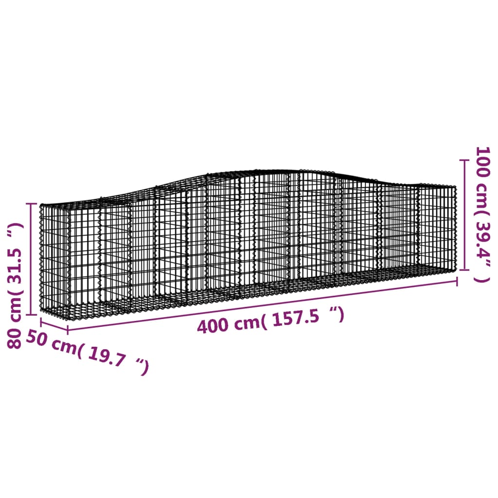 buet gabionkurv 400x50x80/100 cm galvaniseret jern
