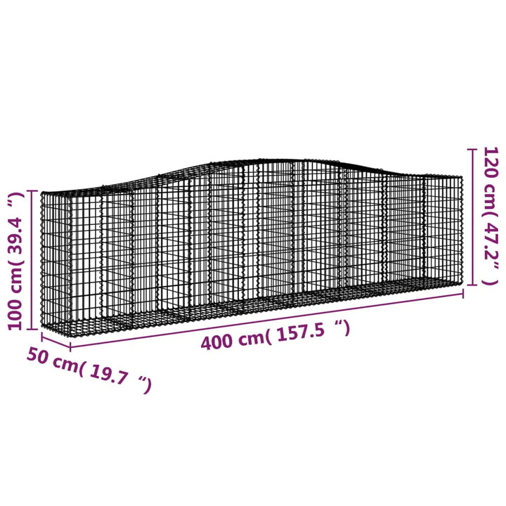 buet gabionkurv 400x50x100/120 cm galvaniseret jern