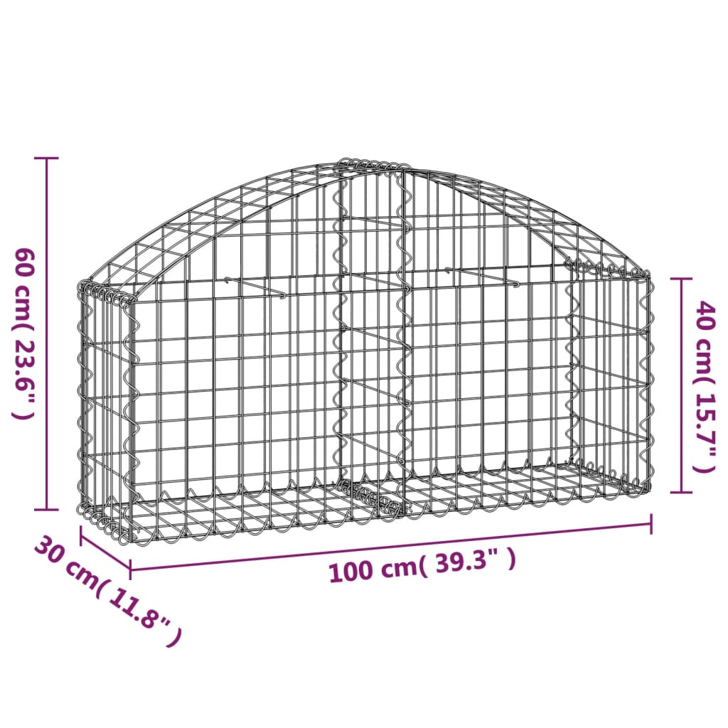 buet gabionkurv 100x30x40/60 cm galvaniseret jern