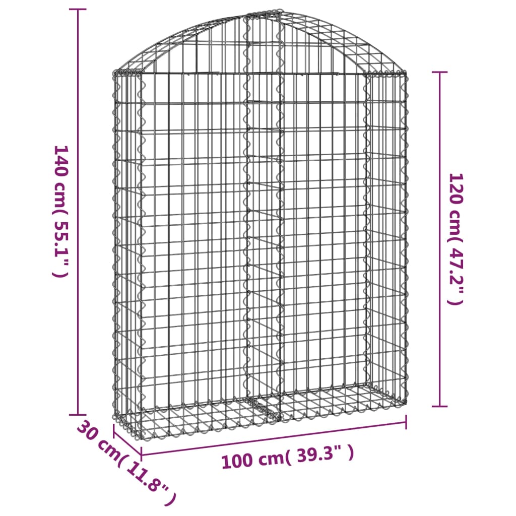 buet gabionkurv 100x30x120/140 cm galvaniseret jern