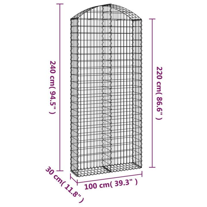 buet gabionkurv 100x30x220/240 cm galvaniseret jern