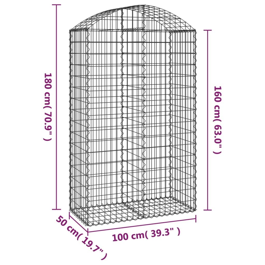 buet gabionkurv 100x50x160/180 cm galvaniseret jern