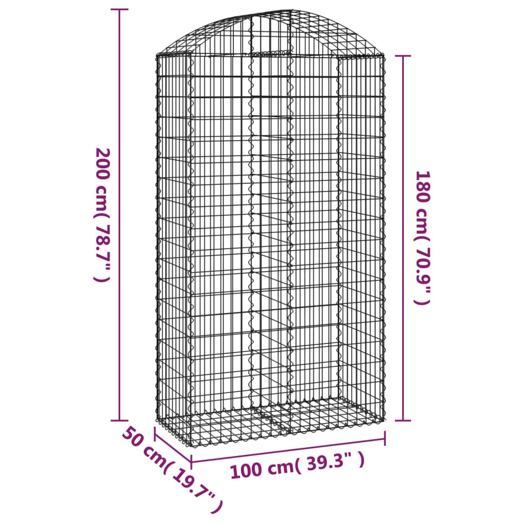 buet gabionkurv 100x50x180/200 cm galvaniseret jern