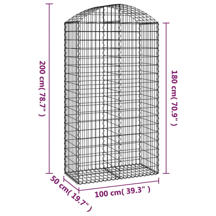 buet gabionkurv 100x50x180/200 cm galvaniseret jern