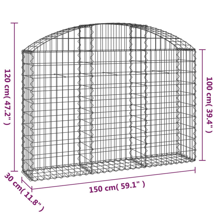 buet gabionkurv 150x30x100/120 cm galvaniseret jern
