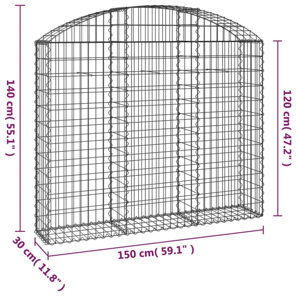 buet gabionkurv 150x30x120/140 cm galvaniseret jern