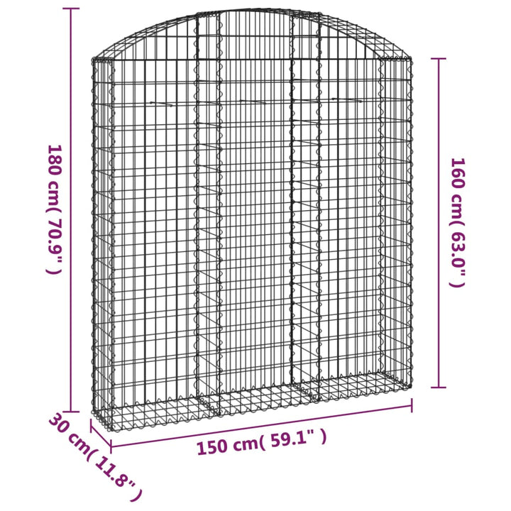 buet gabionkurv 150x30x160/180 cm galvaniseret jern