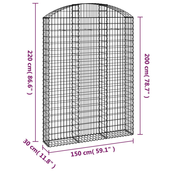 buet gabionkurv 150x30x200/220 cm galvaniseret jern