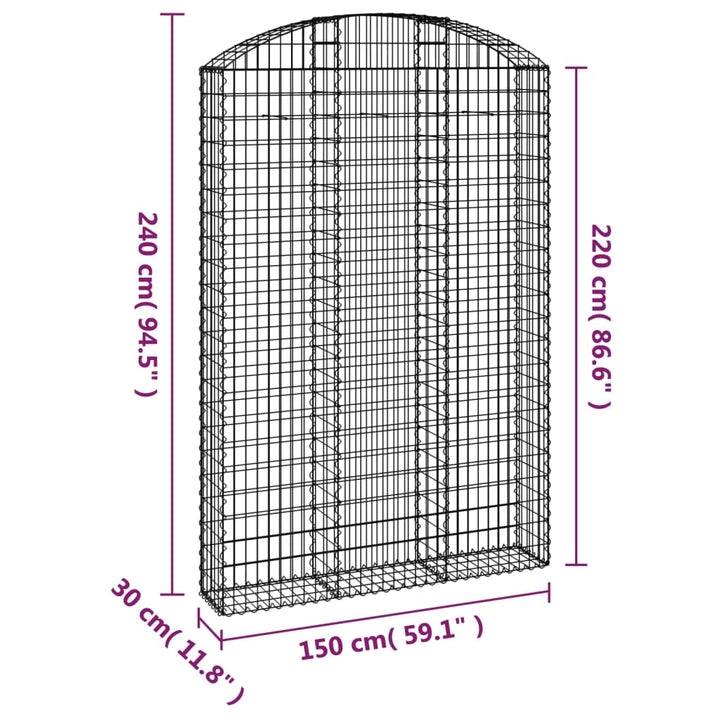 buet gabionkurv 150x30x220/240 cm galvaniseret jern
