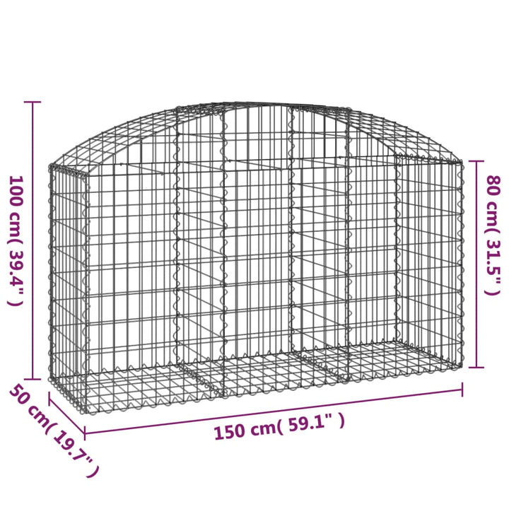 buet gabionkurv 150x50x80/100 cm galvaniseret jern
