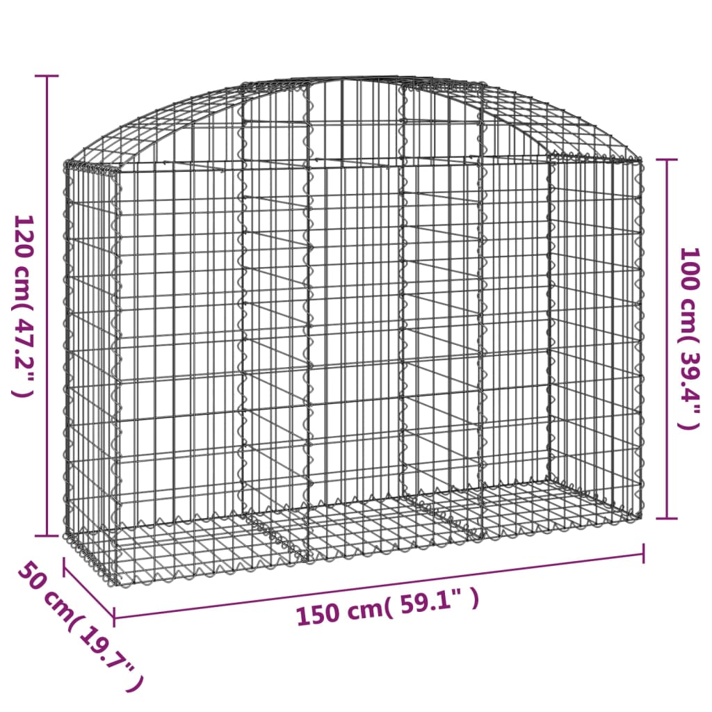 buet gabionkurv 150x50x100/120 cm galvaniseret jern
