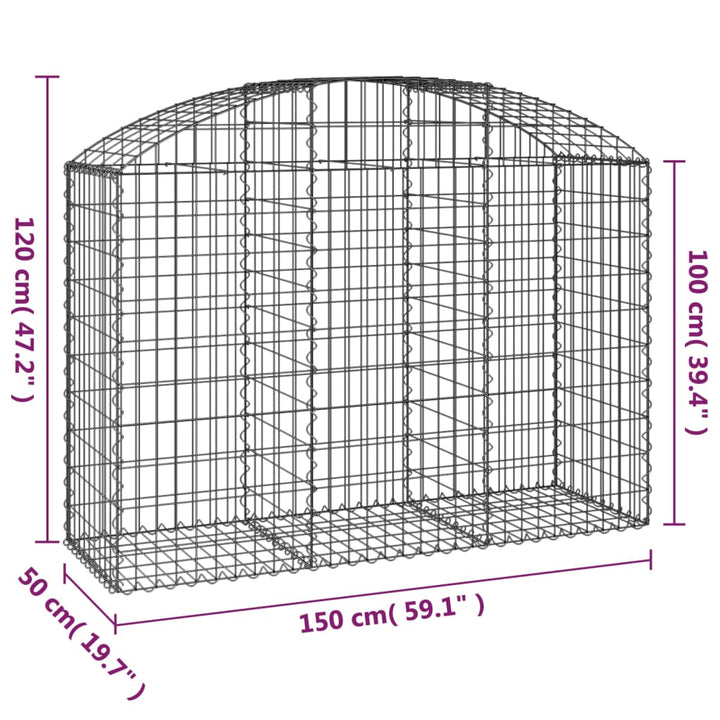 buet gabionkurv 150x50x100/120 cm galvaniseret jern