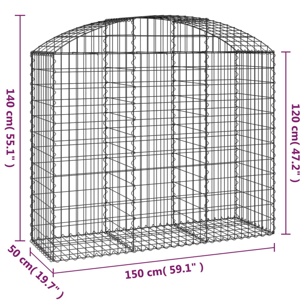 buet gabionkurv 150x50x120/140 cm galvaniseret jern