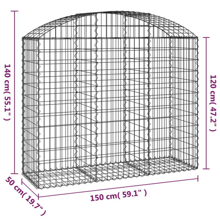 buet gabionkurv 150x50x120/140 cm galvaniseret jern