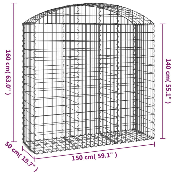 buet gabionkurv 150x50x140/160 cm galvaniseret jern