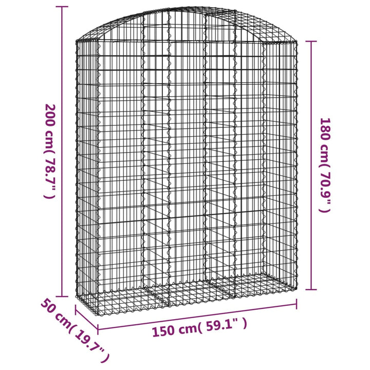 buet gabionkurv 150x50x180/200 cm galvaniseret jern